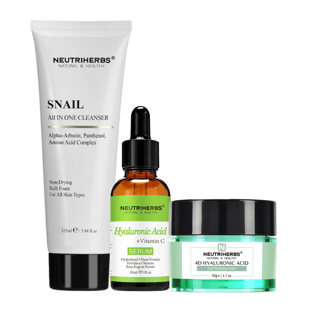 Hydration Routine Kit with Hyaluronic Acid Serum, 4D Hyaluronic Acid Gel, and Snail Cleanser