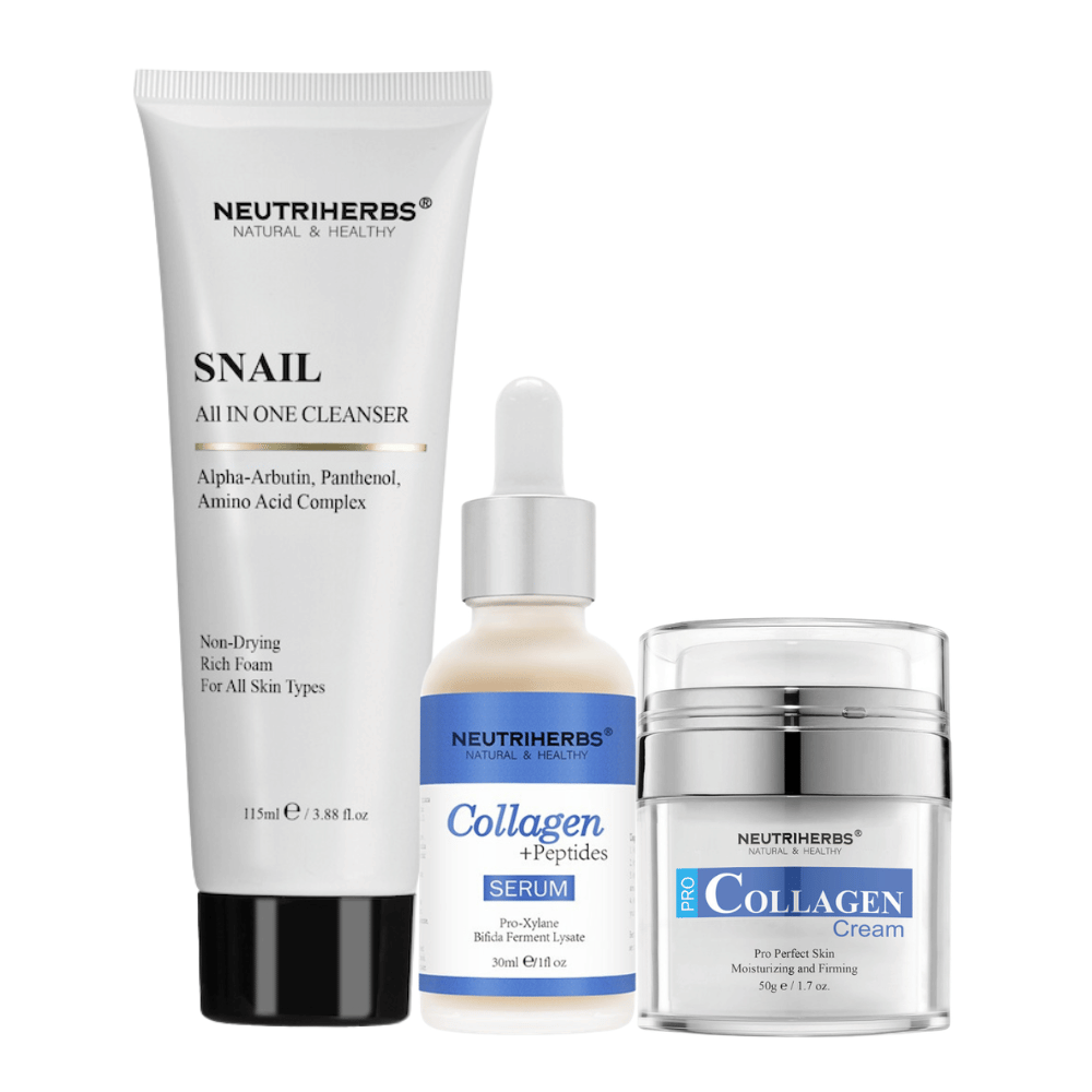 Firming Routine Kit with Collagen Peptide Serum, Pro Collagen Cream and Snail Cleanser