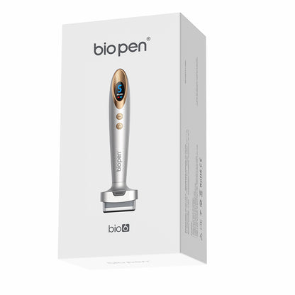 Bio Pen Bio 6 product packaging showing microneedling-device with EMS function, designed for advanced skin and hair care treatment.