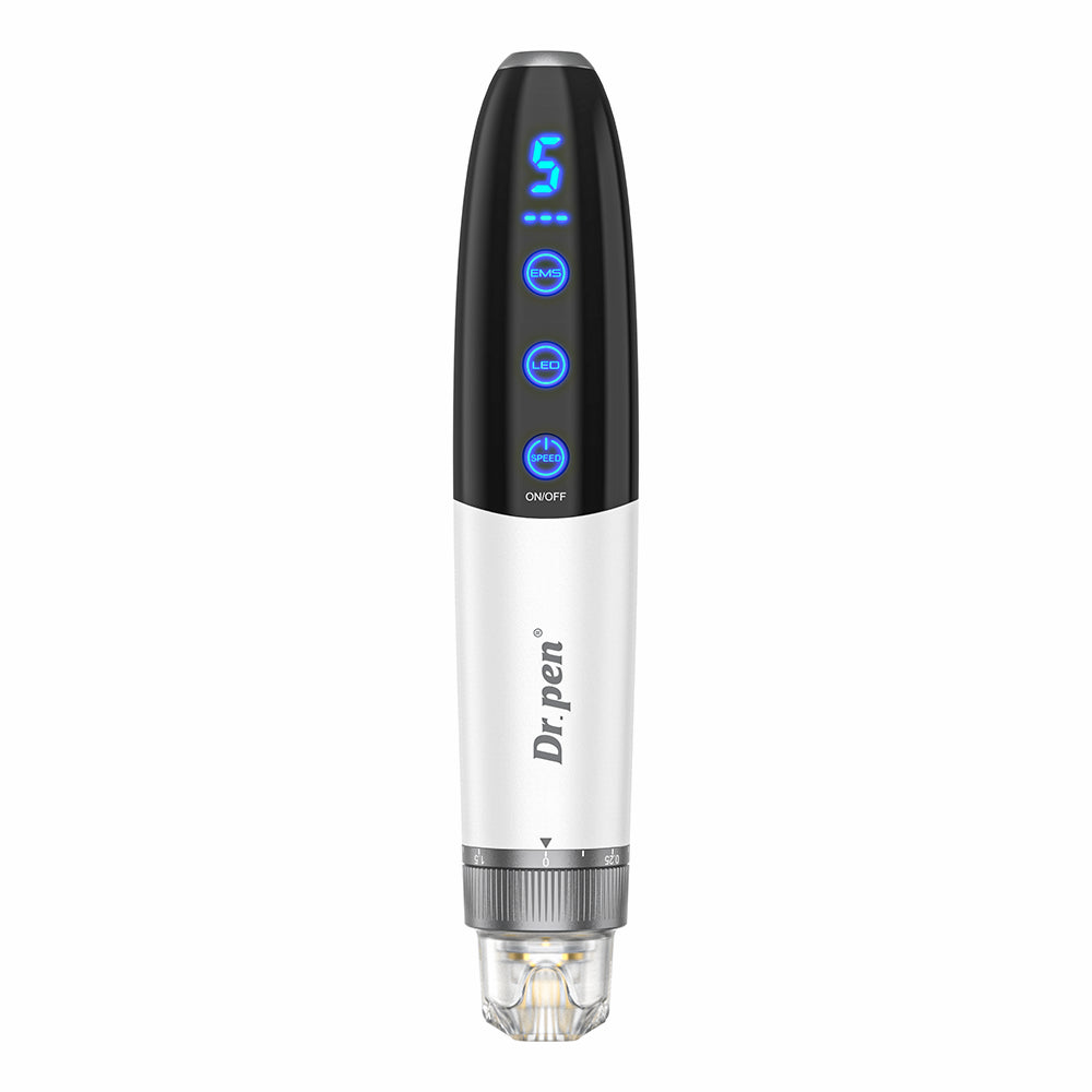 Bio Pen Q1S microneedling-pen with LED display, adjustable modes, and precision head for professional skin rejuvenation and collagen stimulation.