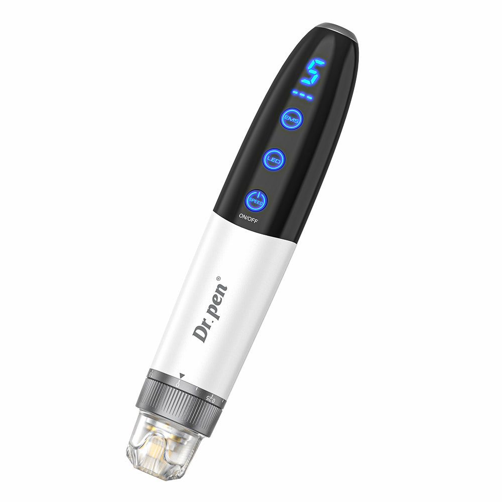 Bio Pen Q1S microneedling-pen with LED display, adjustable functions, and EMS for advanced skin treatment and collagen stimulation.