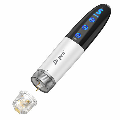 Bio Pen Q1S microneedling-pen with removable needle cartridge, LED features, and adjustable treatment for professional skin rejuvenation.