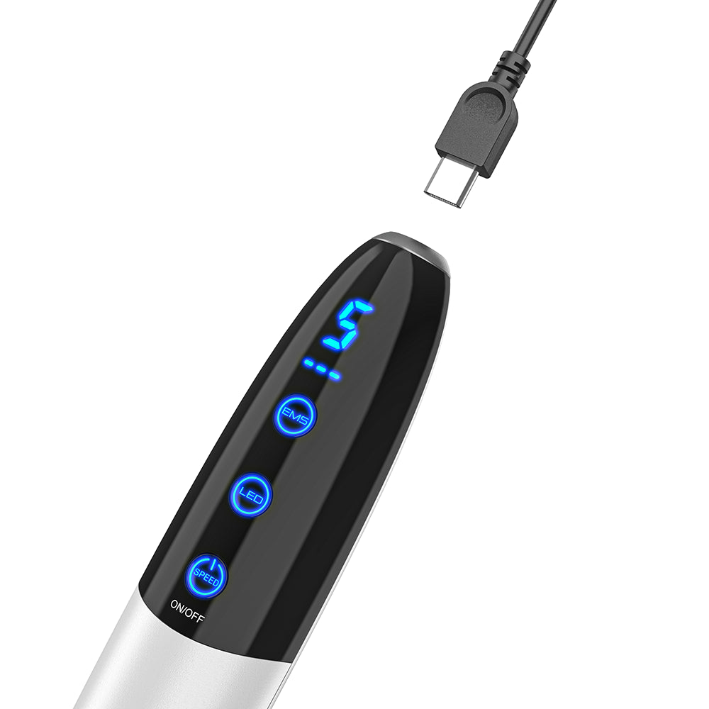 Bio Pen Q1S microneedling-pen with USB-C charging and illuminated LED and EMS features for advanced skin treatment.