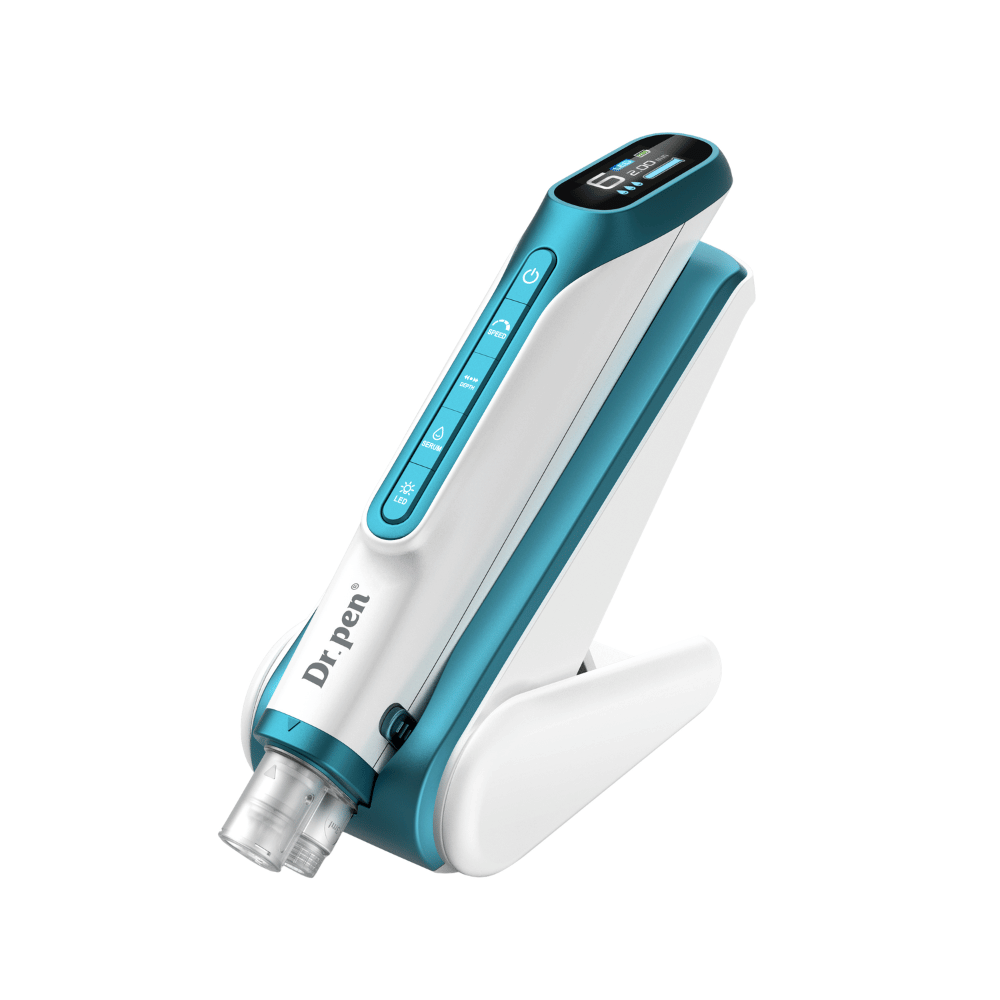 Dr. Pen H6 microneedling pen placed in its accompanying stand.