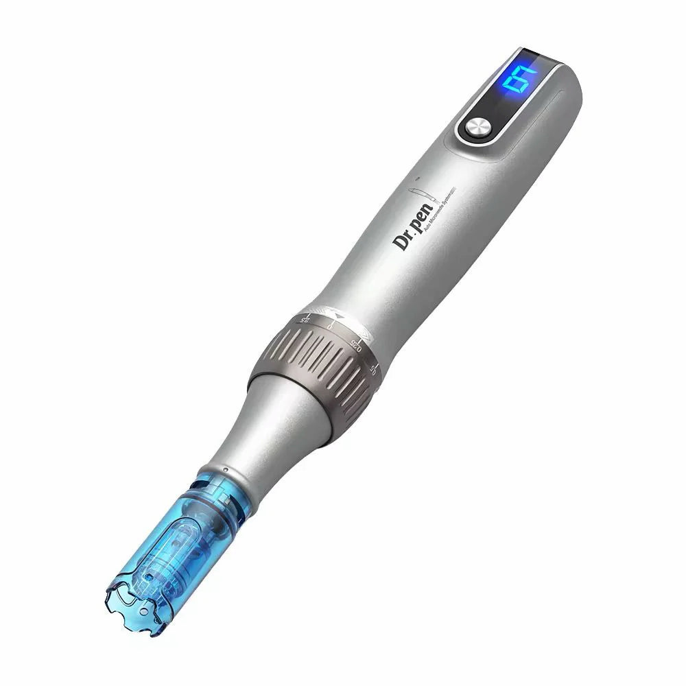 Dr. Pen M8S microneedling dermapen for professional skin treatment with adjustable needle depth and digital display.