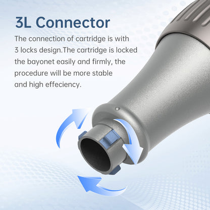 Dr. Pen M8S with 3L connection and improved locking system making the needle cartridges stable and secure for precise microneedling.