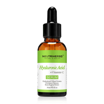 Neutriherbs Hyaluronic Acid + Vitamin C Serum 30 ml with hyaluronic acid and vitamin C. Moisturizing facial serum that gives radiance, evens out skin tone, and helps reduce fine lines for soft and fresh skin.