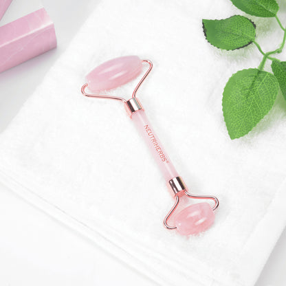 Neutriherbs Rose Quartz Face Roller in pink quartz for gentle facial massage and skincare.